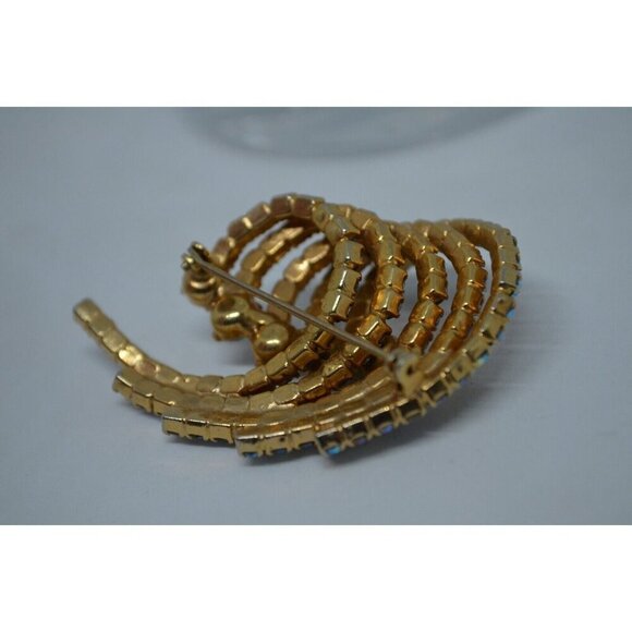 Rhinestone Wave Brooch Surfing Big Wave Swirl Rhinestone Brooch Vtg - Picture 8 of 10